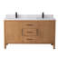 Meuble-lavabo double 60 po avec finition blanche et chêne brun avec plateau blanc