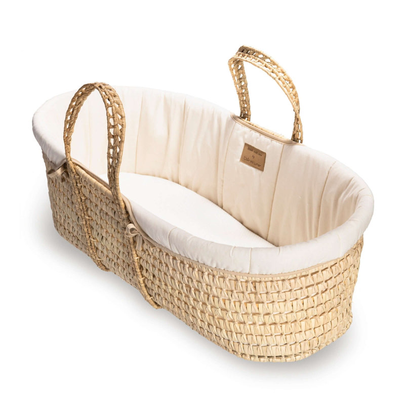 Organic Palm Moses Basket, Cream