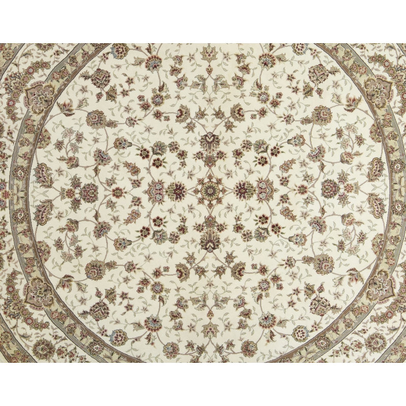 Tapis ivoire et ivoire noué à la main de haute qualité