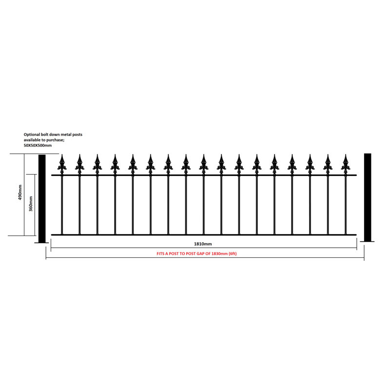 Pinkley 49cm H x 181cm W Black Metal Fencing with 1 Panel(s) Included
