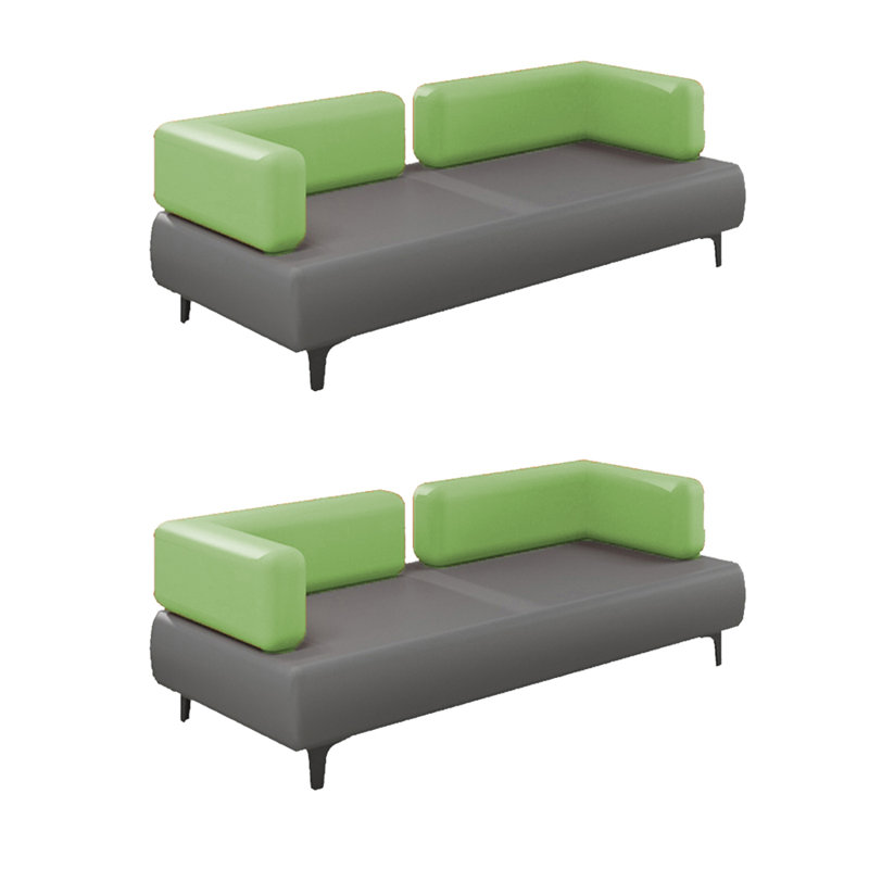 Banc rembourré en similicuir, Gris / vert