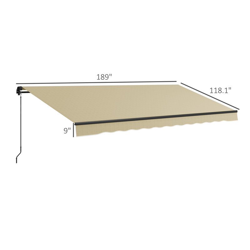 Outsunny 156'' W x 59'' D Polyester Cover Retractable Patio Awning, Beige