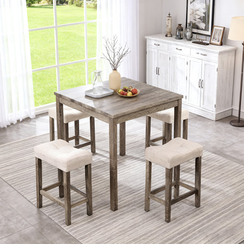 Dereham 4 - Person Counter Height Set, Gray/Beige
