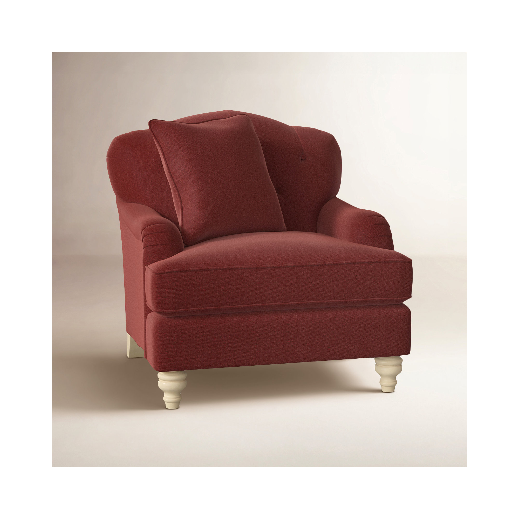Sullivan Upholstered Down Filled Armchair, Anello 26 Burgundy Performance Twill, Manhattan, No
