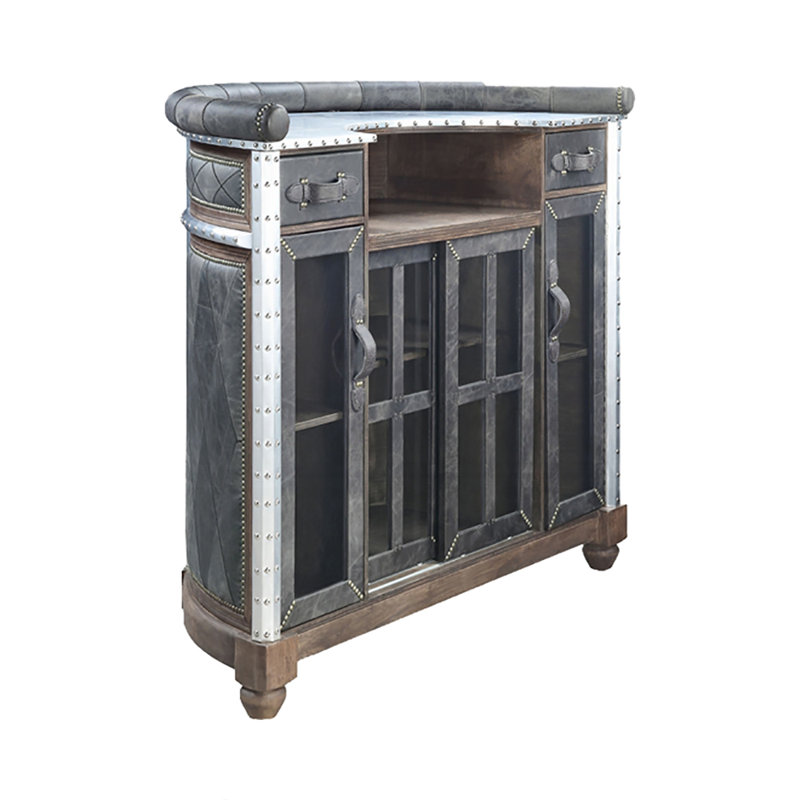 55.4 " L Eucalyptus Solid Wood Bar Cabinet