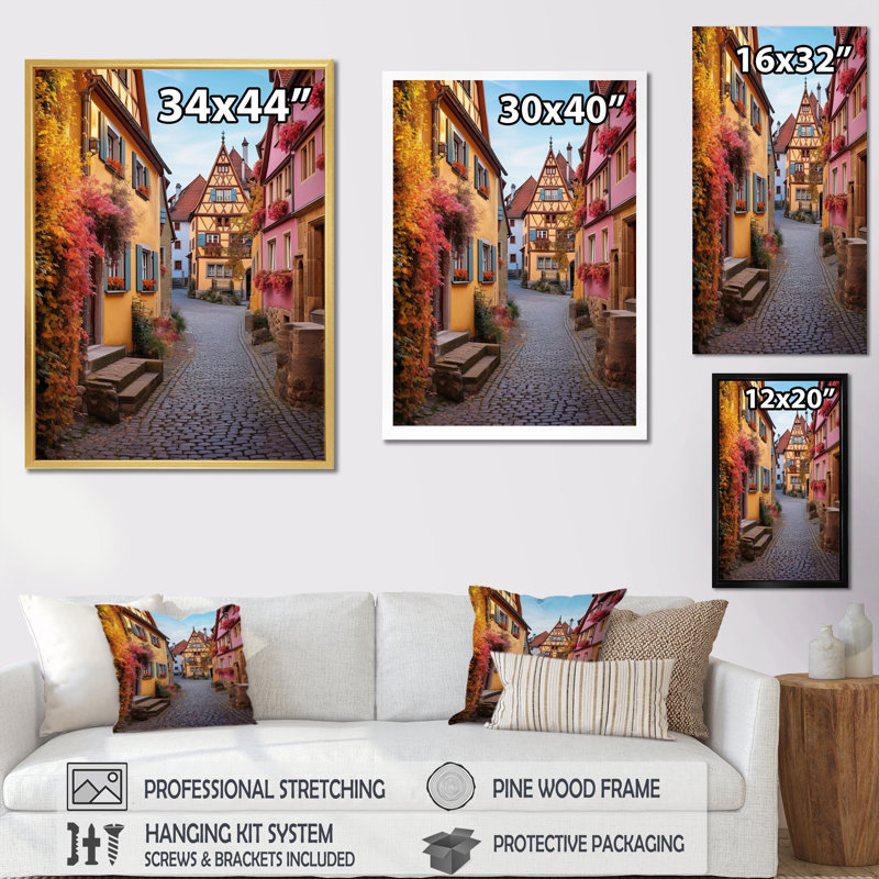 Leighlani Allemagne Rothenburg Street III, Cadre photo noir, H 40 po x l 30 po x P 1,5 po