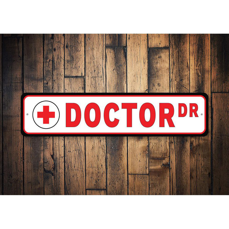 Plaque en aluminium Doctor Street, H 4 po x l 18 po x P 0,04 po