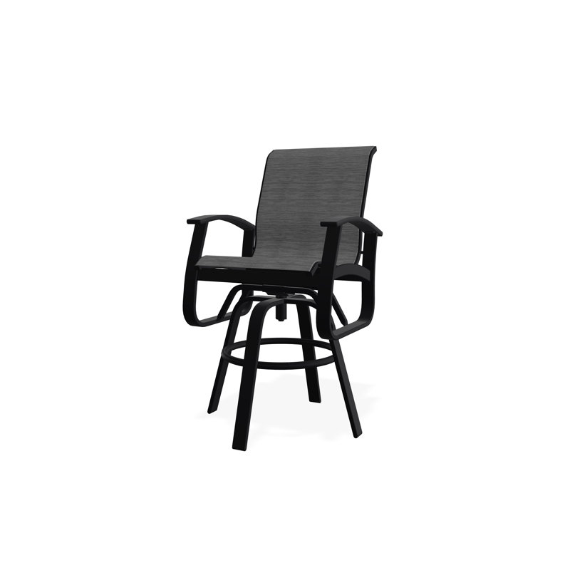 Belle Isle Aluminum Outdoor 26'' Counter Stool, Black, Collect Charcoal