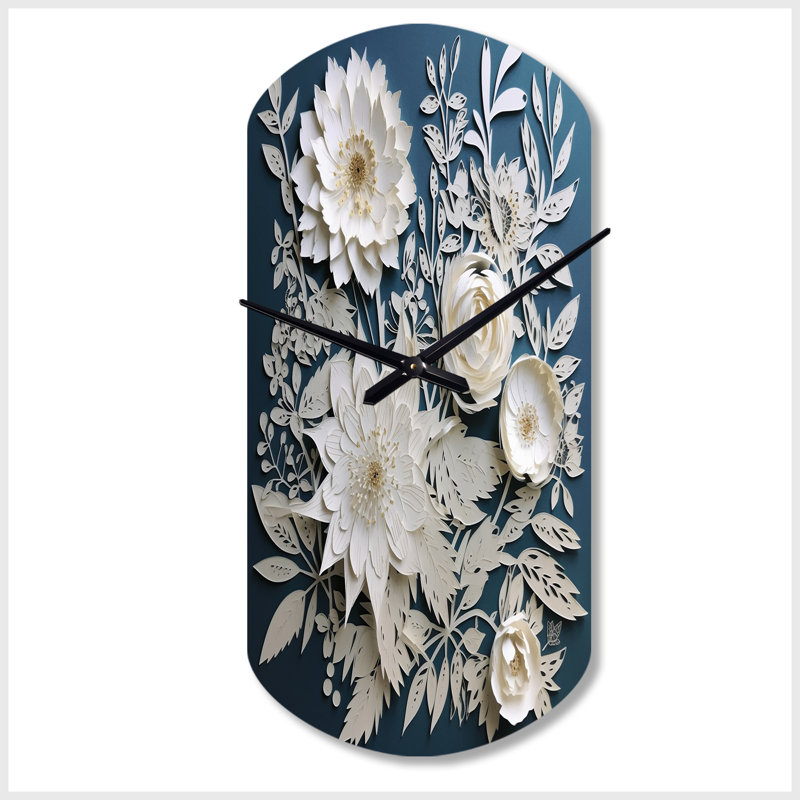 Horloge murale décorative blanche et bleue, Petit