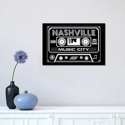 Nashville Cassette - Dark Background 1 Piece Wrapped Canvas Wall Art