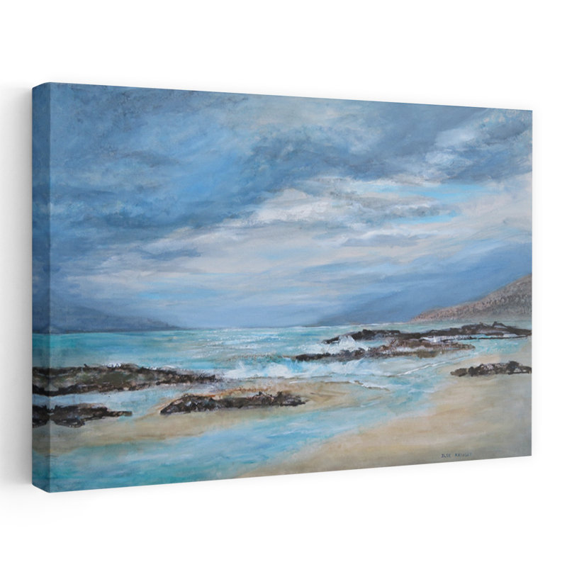 «Tranquil Coastal View», art contemporain moderne côtier serein et côtier, H 32 po x l 48 po
