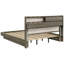 King Bookcase Bed, Grey Oak Finish, Contemporary Design For Bedroom Space Utilization Bed With Headboard, Modern Interior Setup