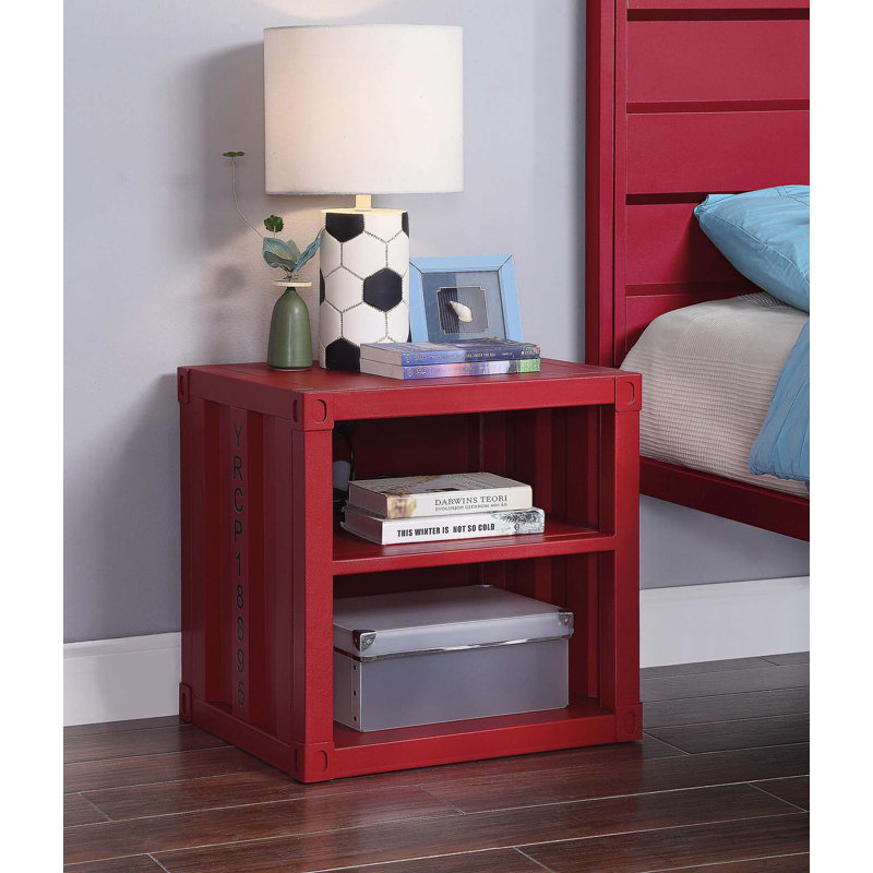 Cargo Red Finish Nightstand W/USB