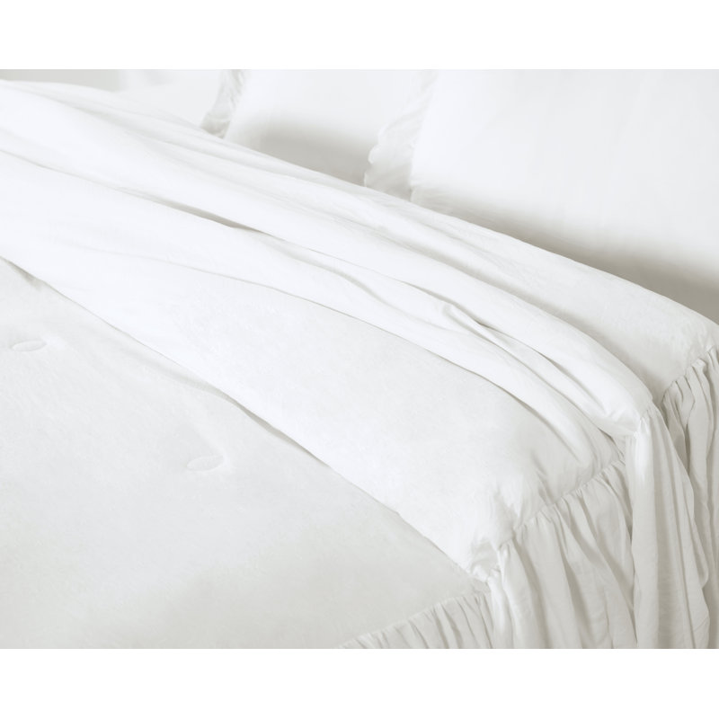 Sinclair French Country Chic Ruffle Skirt Bedspread Set, California King Bedspread + 2 King Shams, Ivory