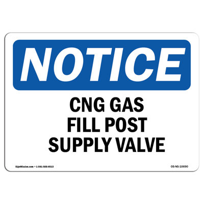 CNG Gas Fill Post Supply Valve Sign