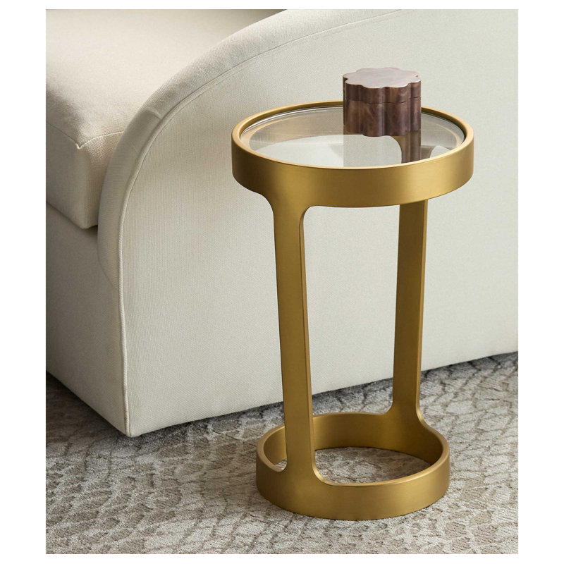 Dax Round Pull Up Table, Brushed Brass