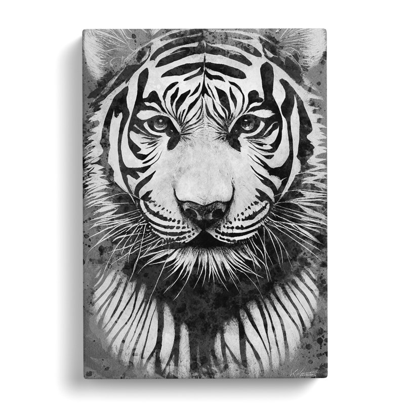 Monochrome Tiger No.5 - Wrapped Canvas Print, 50cm H x 35cm W x 3cm D