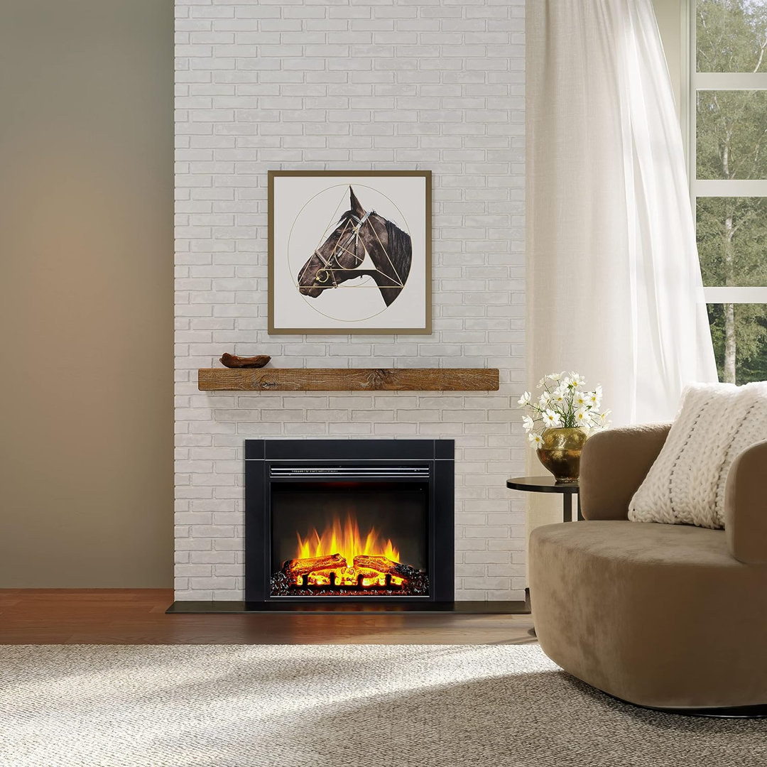 FLAMME Innsbruck Electric Fireplace Insert with Trim Suitable for Custom Media Wall or Mantel Surround Designs