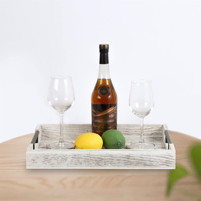 Plateau de repose-pieds en bois avec quatre sous-verres, plateau de petit-déjeuner avec poignées, décoration intérieure pour salon et table basse