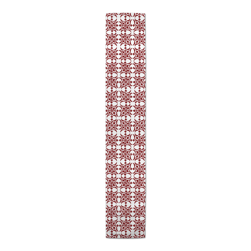 Aleksis Rectangle Damask Polyester Table Runner, 90" x 16", Dark Gray