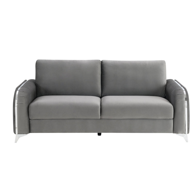 Velours gris élégant 2 avec structure en bois et construction douillette
