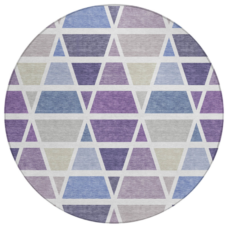 Machine Washable Indoor/Outdoor Chantille ACN2732 Geometric Rug, Plum, 8' Round