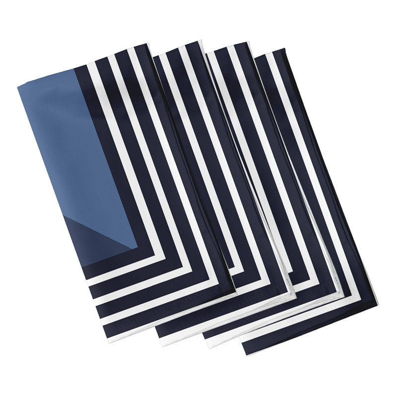 Bartow Polyester Geometric Square Napkin, Navy Blue