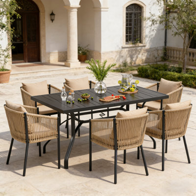 6 Person Wicker Outdoor Dining Set