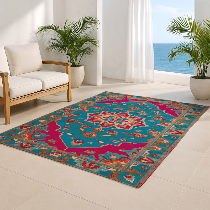 Tapis bleu intérieur et extérieur Tabriz, Rectangulaire 8 pi x 10 pi