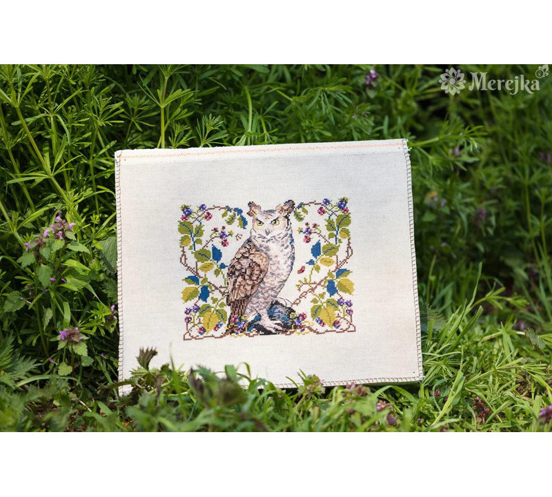 Trousse de broderie au point de croix comptée « Le hibou » de Merejka K-148A