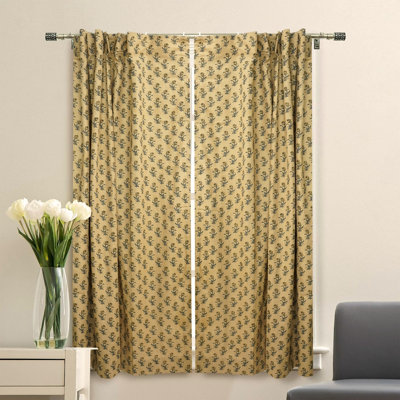  Block Print Curtain Coloured Linen, Natural Fabric, Bohemian Style - Costal Tulip