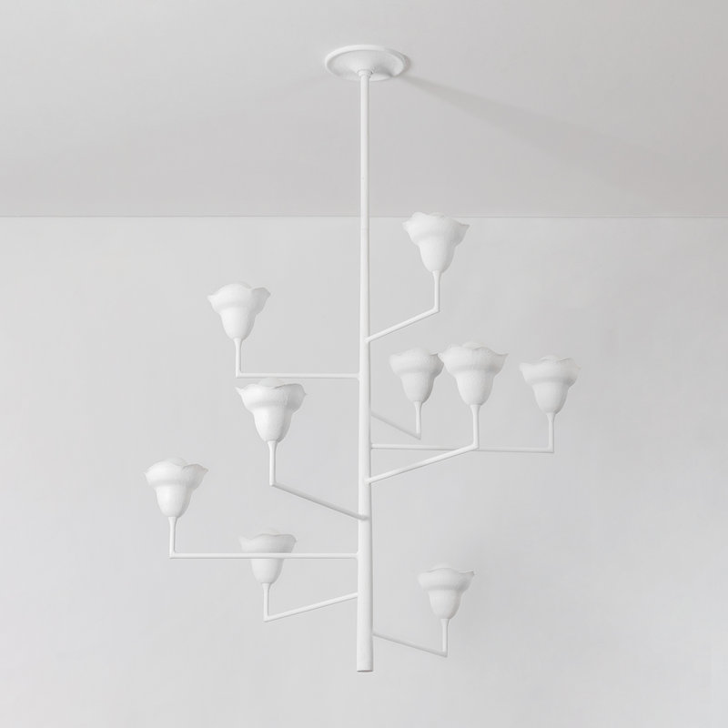 Alora 9 Light Chandelier, White Plaster