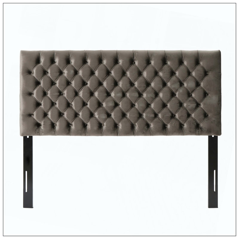 Tufted Upholstered Bed Headboard With Modern Button Design Adjustable Solid Wood And Durable Metal Legs
