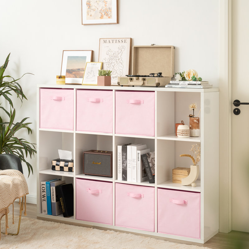 6 Pack Fabric Storage Cube, Pink, 13'' H X 13'' W X 13'' D