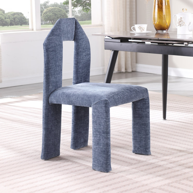 Chaise rembourrée Bennett, Tissu chenille bleu clair