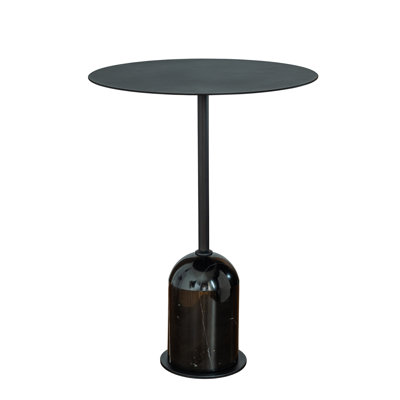 Humiston Round Black Cocktail &  Coffee Table with Marble Base