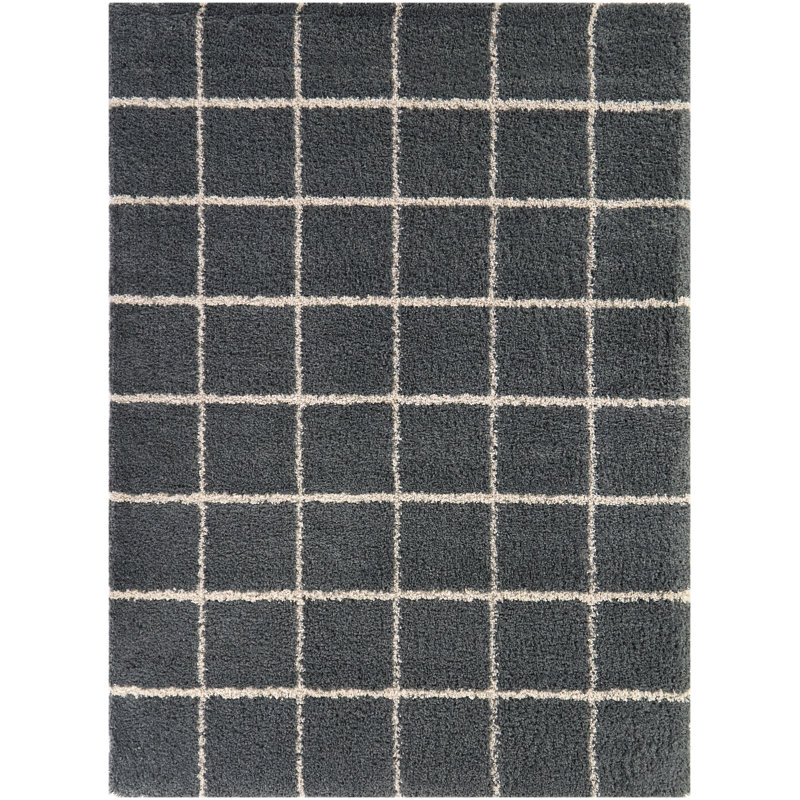Aldino Charcoal Modern Geometric Area Rug, Rectangle 5'3" x 6'12"