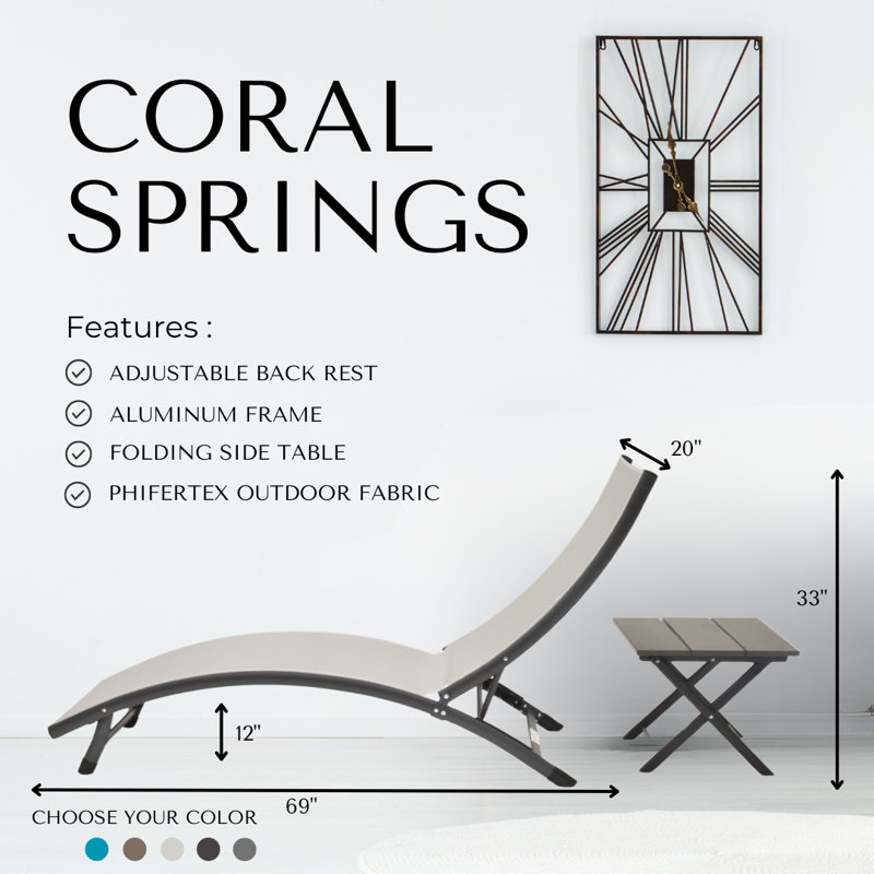 Ensemble de chaises longues avec table Bontang, Light Gray