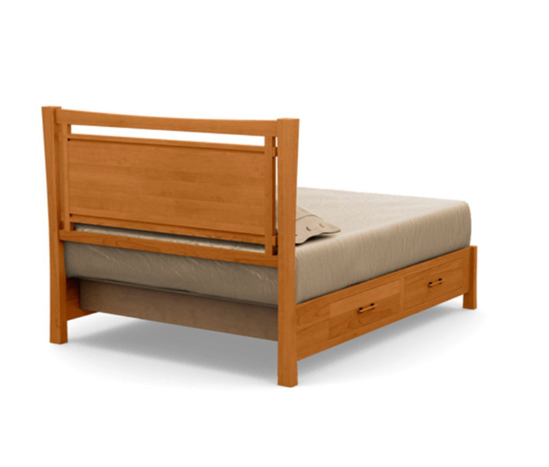 Monterey Upholstered Bed, Ebony Leather, Full, Natural Cherry