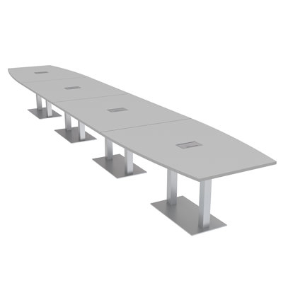 Table de conférence en forme de bateau avec base en métal double | Unité électrique