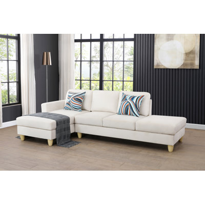 Canapé et méridienne en microfibre / microsuède de 102 po de largeur Lasharon