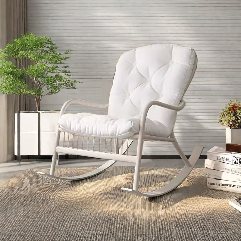 Chaise berçante Nordic Casual Elegant, Blanc cassé, Blanc