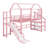 Metal House Loft Bed With Slide,Stairs And Storage Shelves-348005676