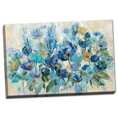 « dispersed blue florals », reproduction de peinture à l’acrylique