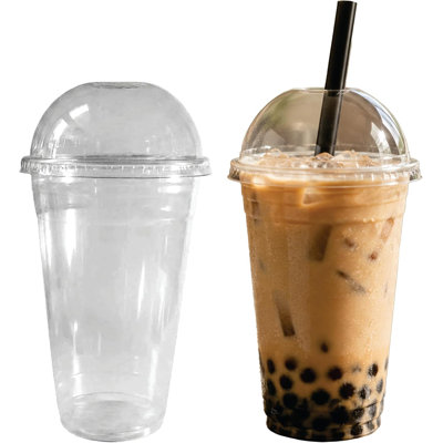 Ecoquality 16Oz Clear Pla Coffee Smoothies Cups With Dome Lids (50)