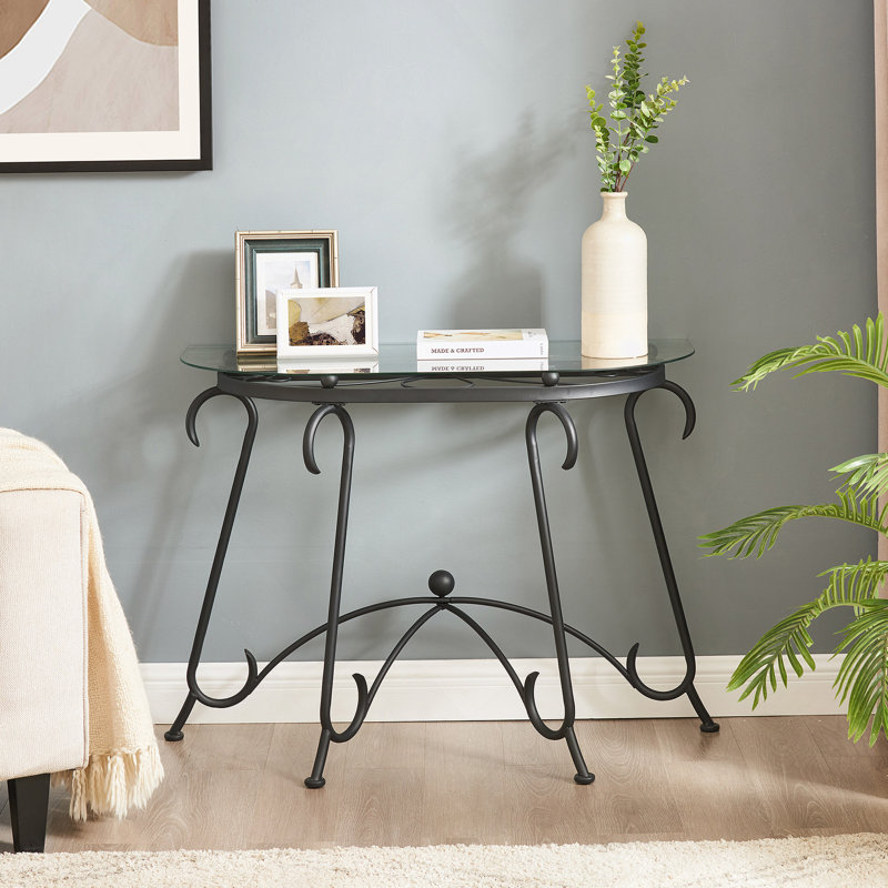 Tempered Glass Surface Console Table Coffee Table With Sturdy Construction For Living Room