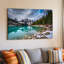 Toile, "Un lac alpin à couper le souffle" avec art corporel turquoise vif reflétant la neige dramatique-930617505