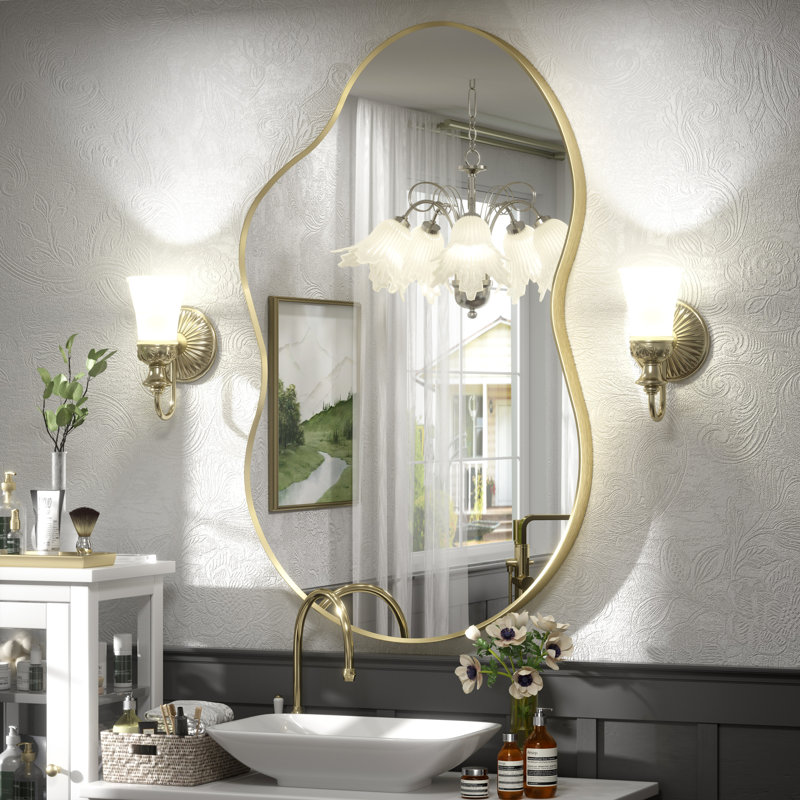 Miroir mural Amara, 40 po x 24 po, Or brossé