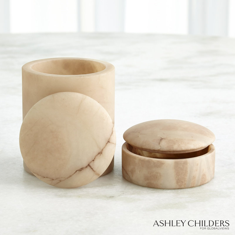 Gala Alabaster Canister-Short, Beige