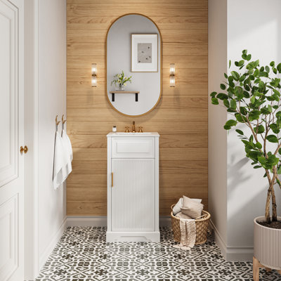 Ensemble de meuble-lavabo autoportant en bois massif 18 po avec plateau et 2 poignées entièrement assemblé